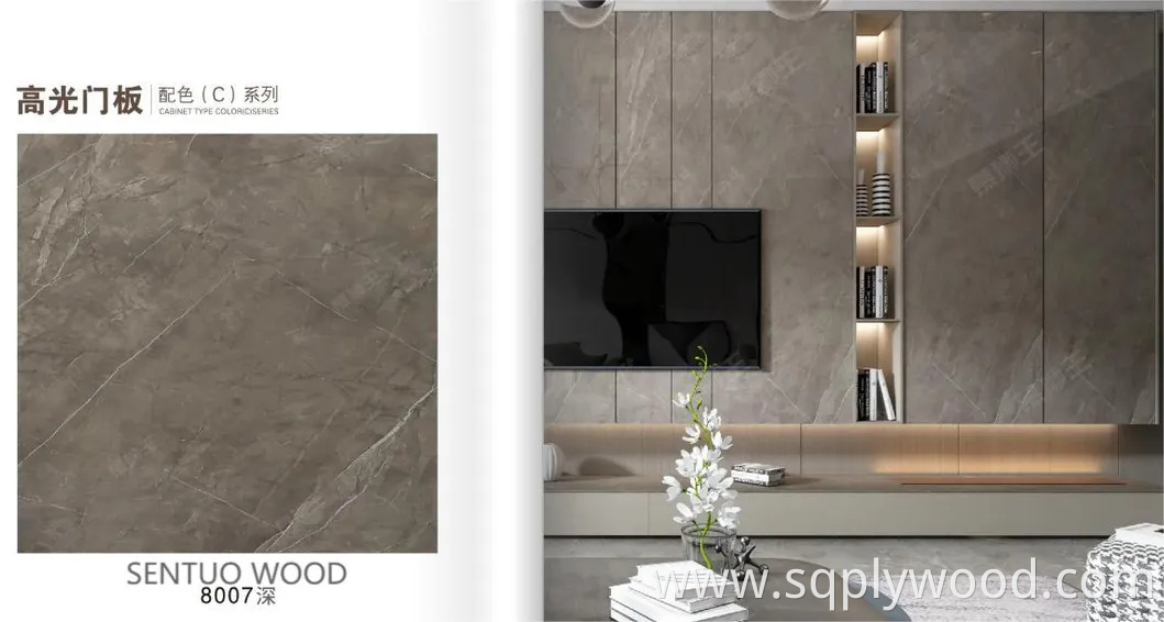 for Interior Wall Panel UV Glossy Laminated Pet Particleboard Melamine MDF